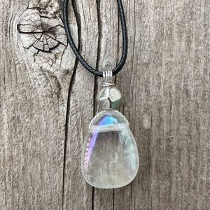 Aqua Aura Quartz Necklace for Success and Abundance.
